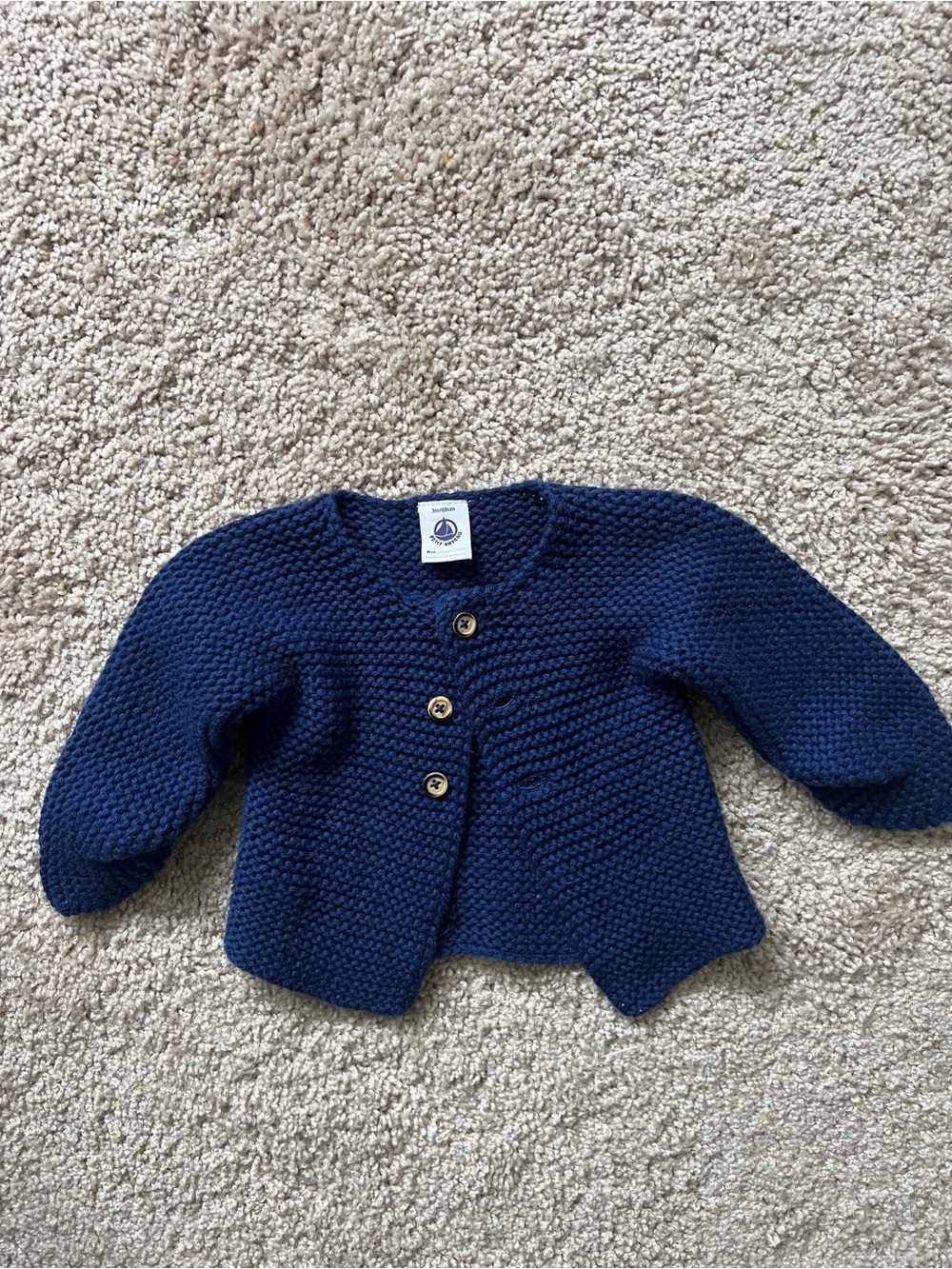 Petit Bateau Cotton Knit Blue Sweater